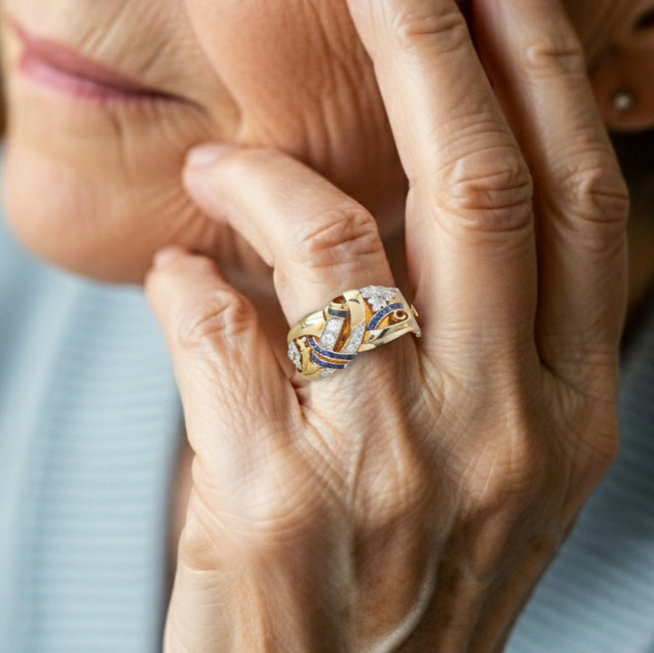 Vintage Gold Blue Zirconia Ring