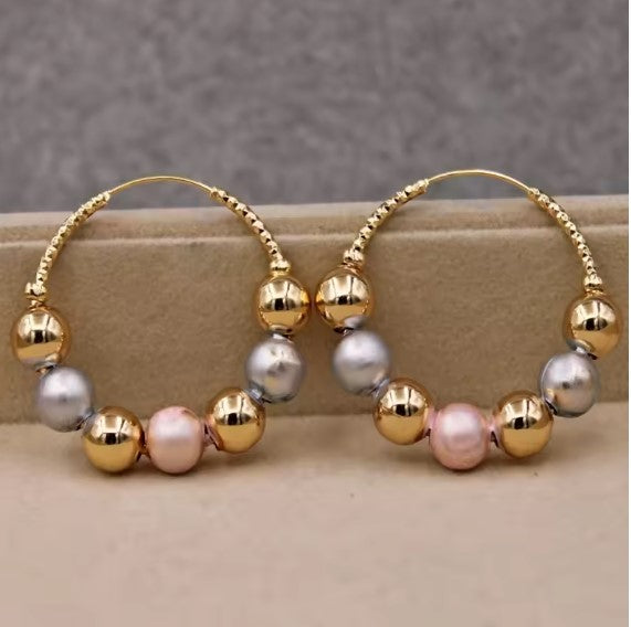 Gold Color Ball Bead Luxury Earring