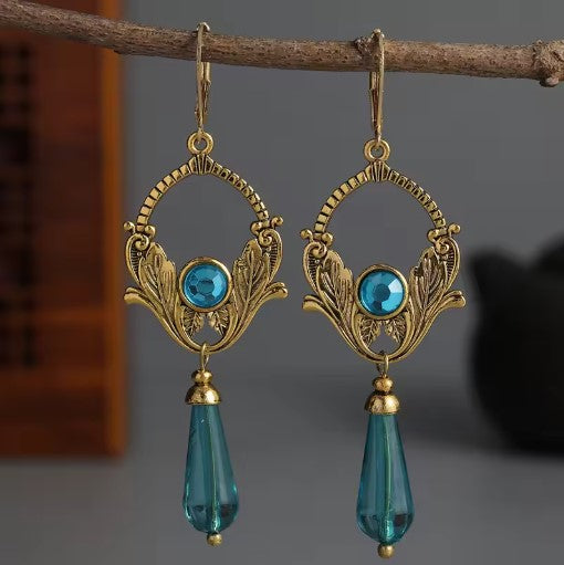 Vintage Blue Stones Drop Earrings