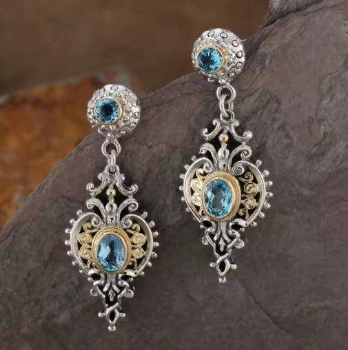 Vintage Blue Stone Dangle Earrings
