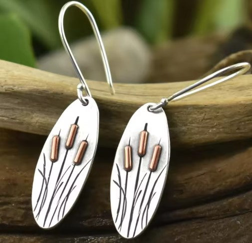 Vintage Metal Handcarved Flower Earrings