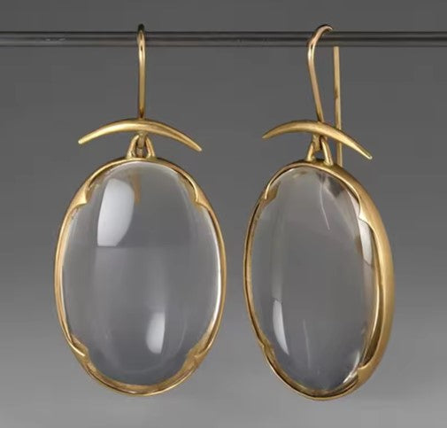 Exquisite Round Grey Stone Classic Earrings