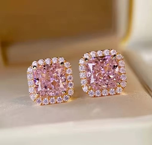Charming Dazzling Pink Stone Earrings