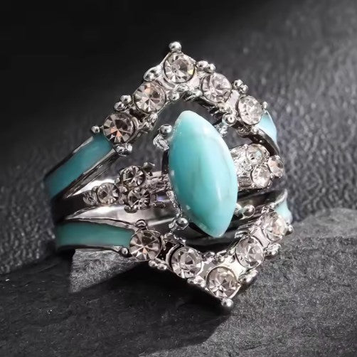 Delicate Silver White Blue Stone Ring