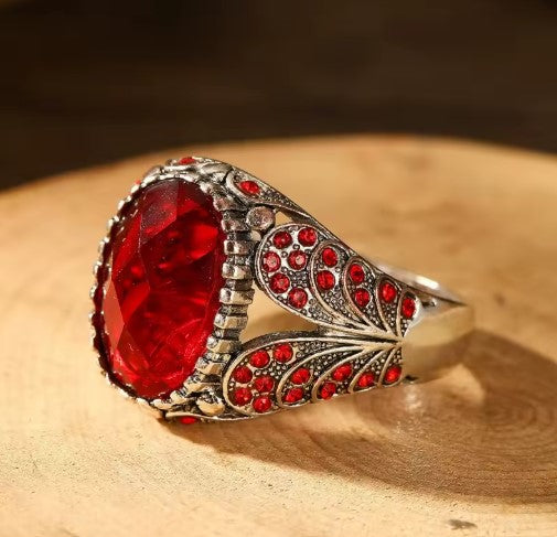 Vintage Red Stone Butterfly Ring