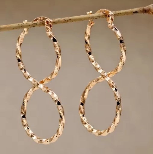 Vintage Element Hoop Inlaid Rainbow Earrings