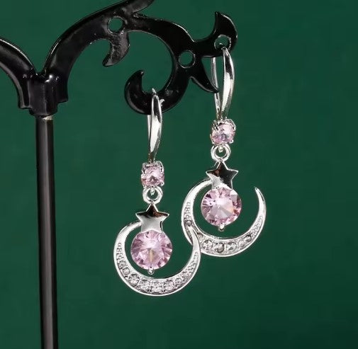 Vintage Silver Moon Dangle Earrings