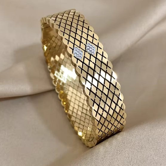 Rhinestone Bangles Gold Bracelets