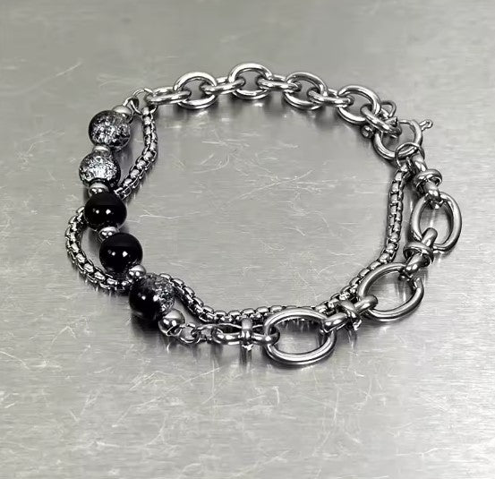 Vintage Bead Link Chain Bracelet