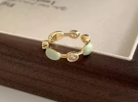 Green Stone Gold Ring