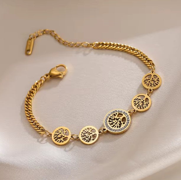 Vintage Tree Charm Gold Bracelet