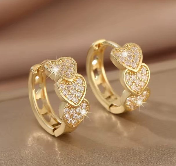 Heart-shaped Small Hoop Gold Earrings