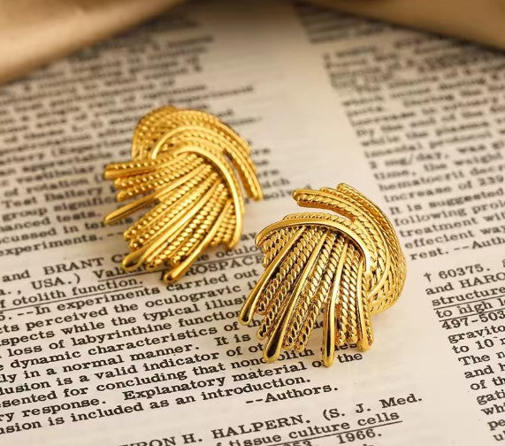 Vintage Braided Spiral Gold Earrings