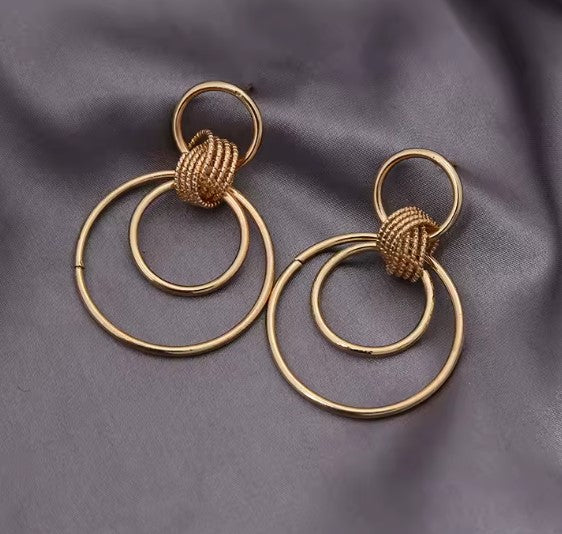 Vintage Circular Drop Gold Earrings