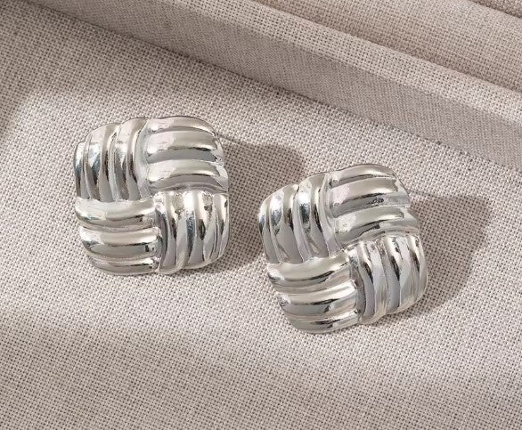 Exquisite Square Silver Earrings