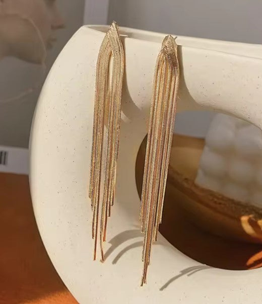 Vintage Chain Tassel Long Dangle Earrings
