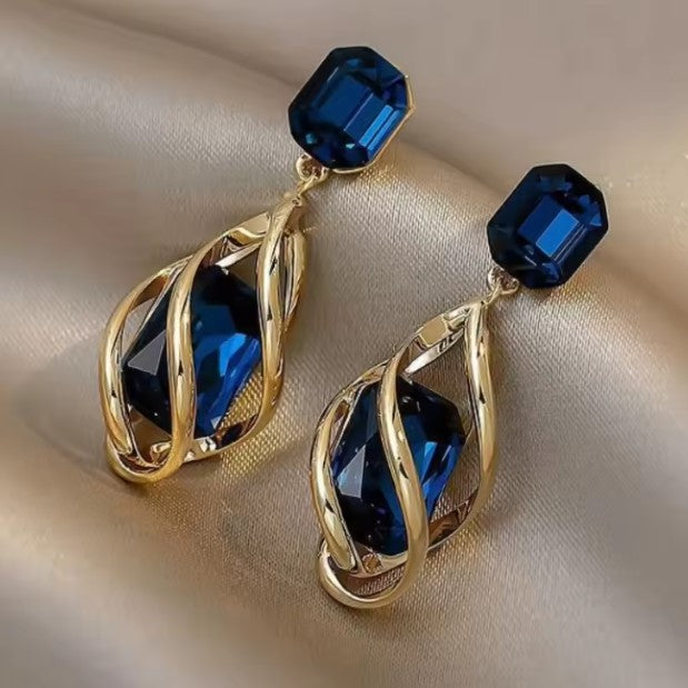 Vintage Blue Stone Drop Earrings