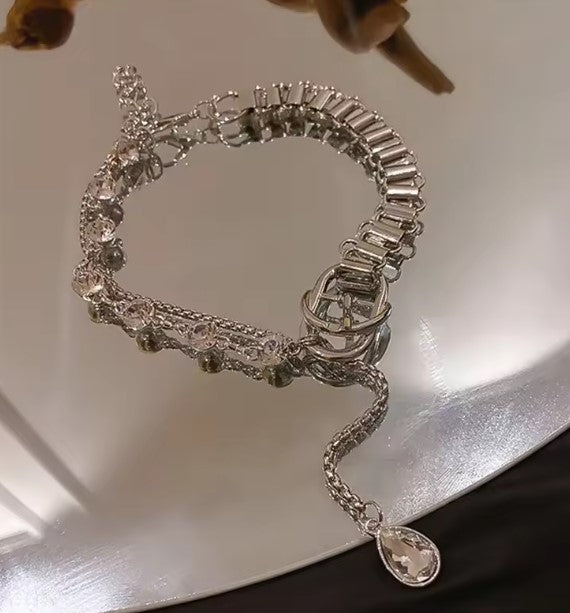 Crystal Choker Long Pendant Necklace