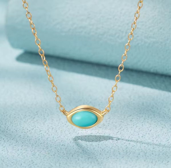 Ellipse Natural Turquoise Pendant Necklace