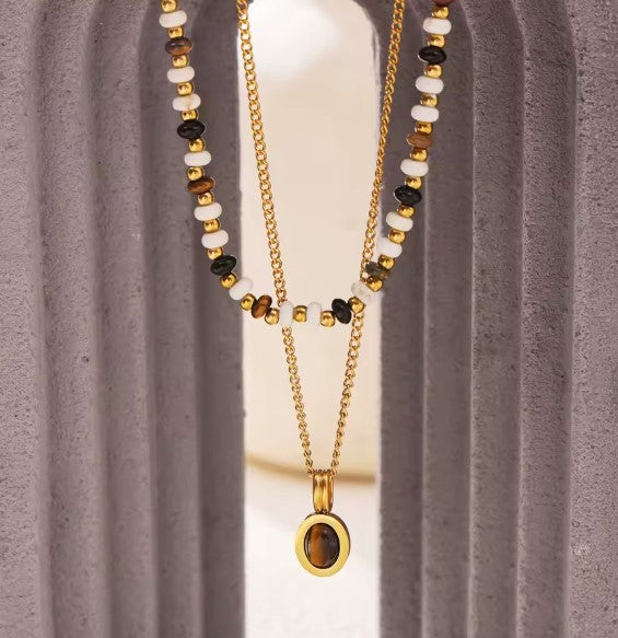 Vintage Natural Stone Beaded Necklace