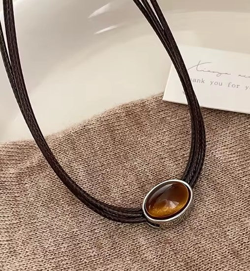 Vintage Tiger Eye Stone Necklace