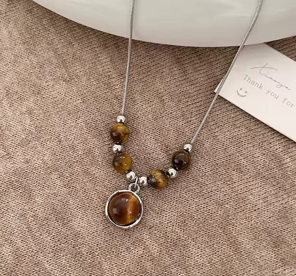 Exquisite Beaded Stone Necklace