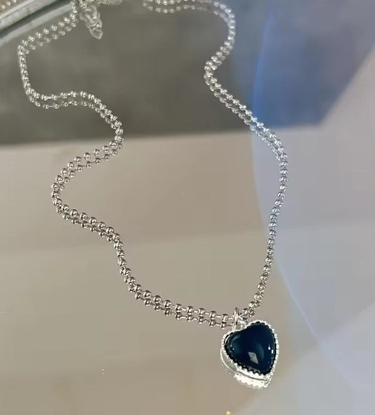 Peach Heart Water Drop Pendant Necklace