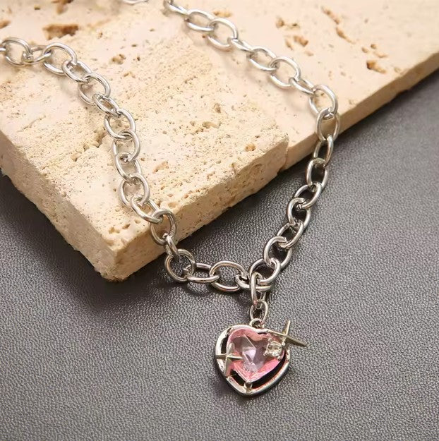 Love Rhinestone Chain Necklace