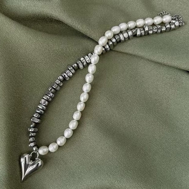 Vintage Heart Pendant Silver Necklace