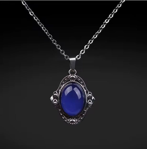 Mood Blue Elliptic Pendant Necklace