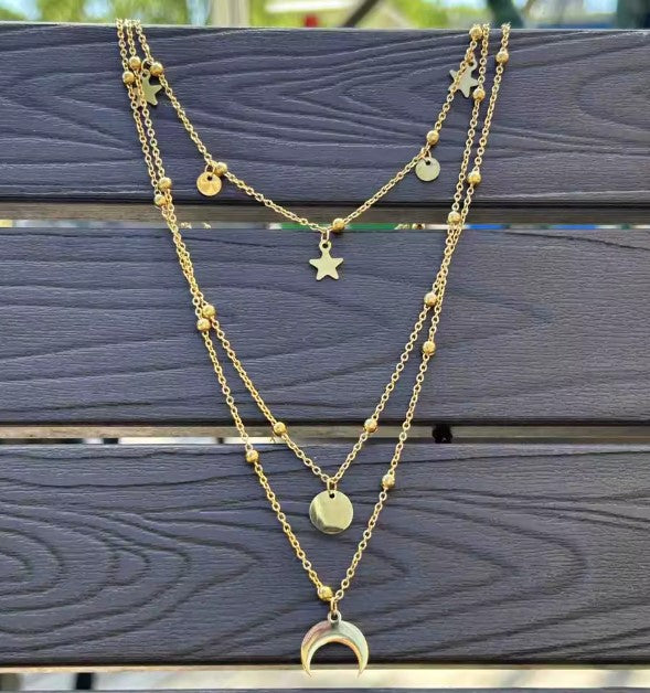 Vintage Moon Tassel Pendant Necklace