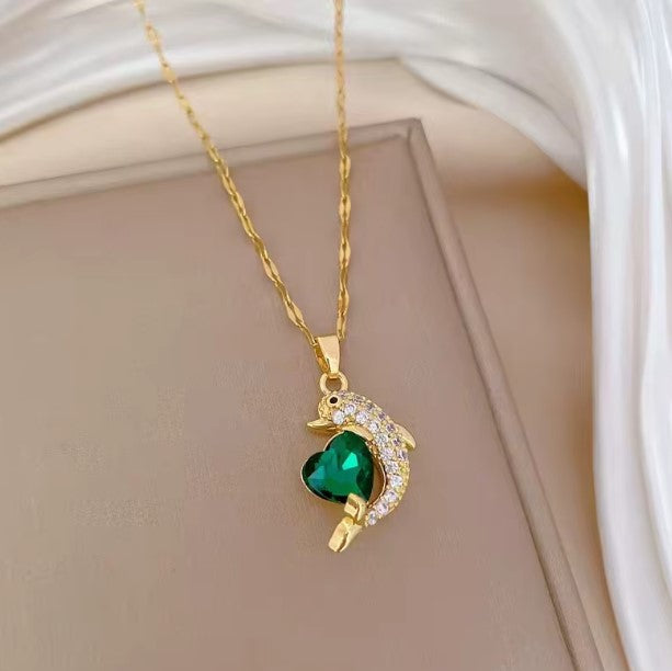 Green Heart Zircon Pendant Necklace