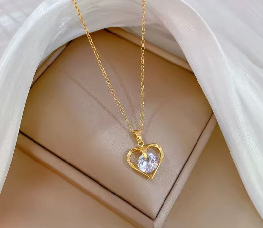 Heart Shiny Zircon Pendant Necklace