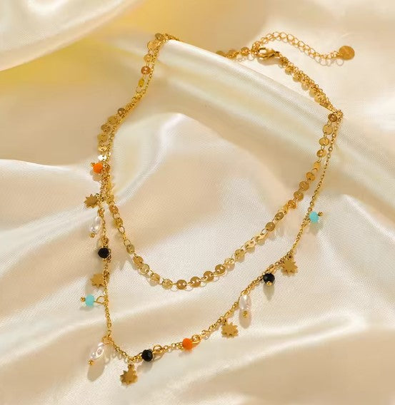 Vintage Star Chain Pearls Necklace