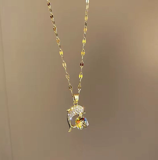Elegant Crystal Dolphin Necklace