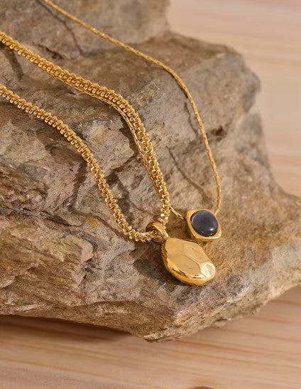 Natural Stone Double Layer Necklace