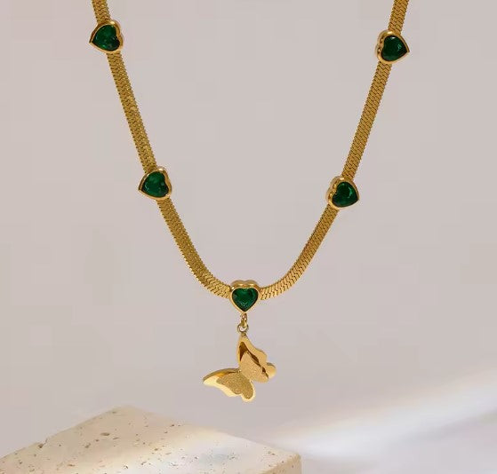 Vintage Chain Butterfly Pendant Necklace