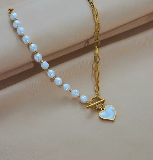 Seraphina Heart Pearl Necklace