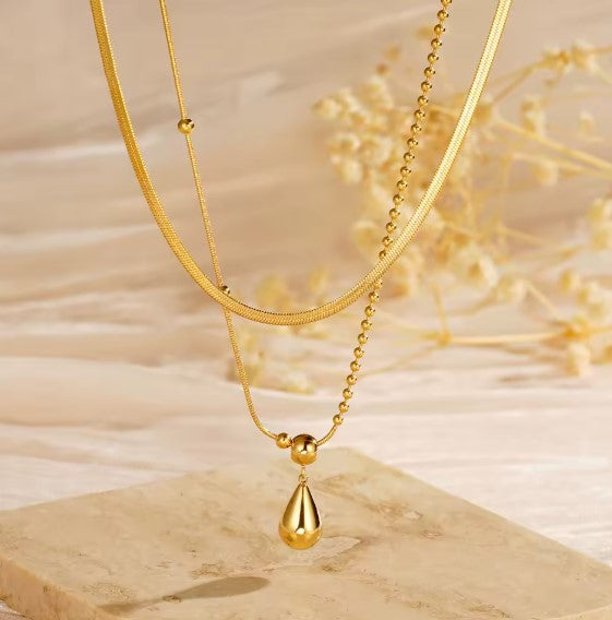 Vintage Water Drop Chain Gold Necklace