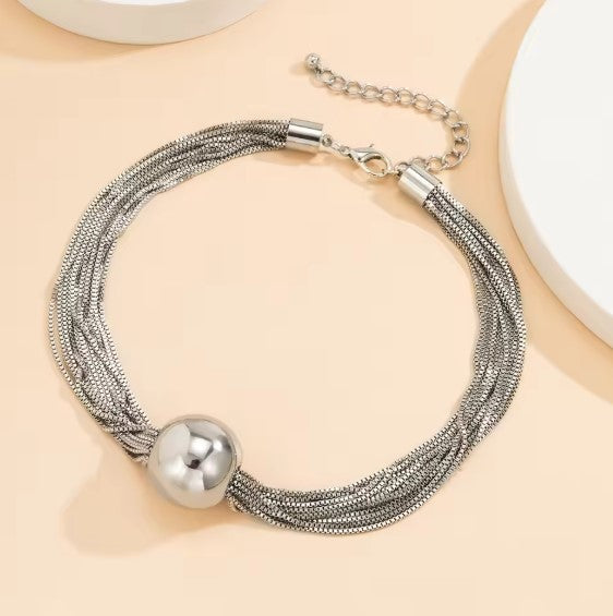 Vintage Multilayer Chain Silver Necklace