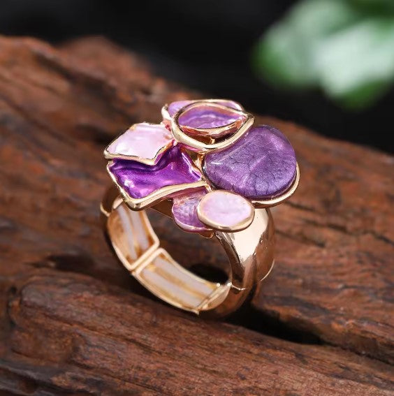 Vintage Purple Drip Oil Adjustable Ring