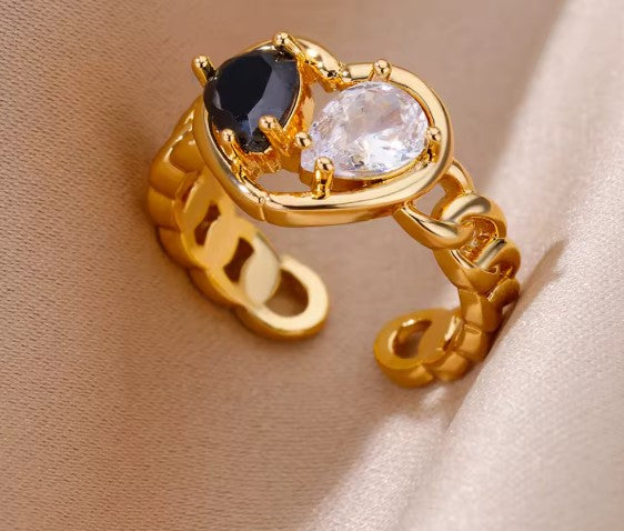 Vintage Zircon Stone Adjustable Ring