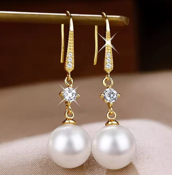 Luxury Zircon Pearl Dangle Earrings