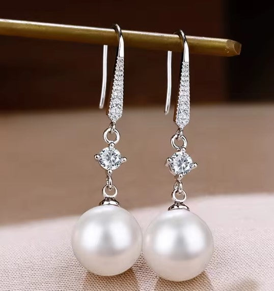 Luxury Zircon Pearl Silver Earrings