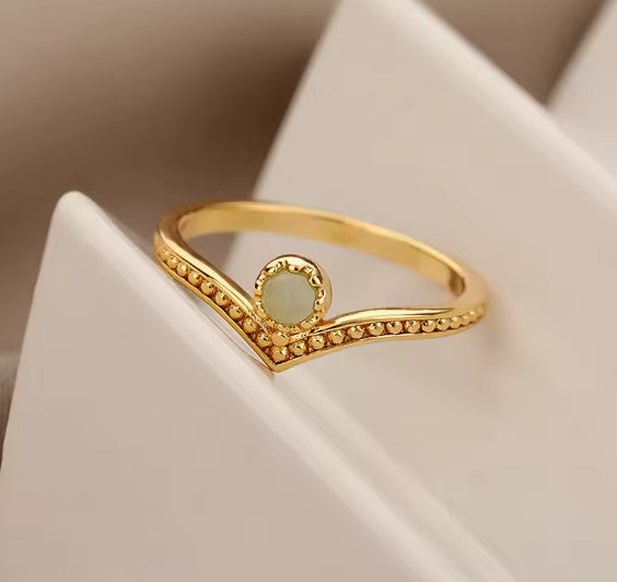 Waterdrop Opal Crown Gold Ring