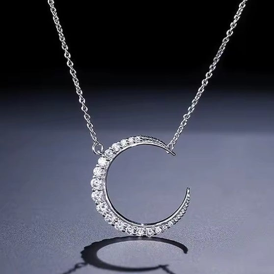 Vintage Moon Silver Necklace
