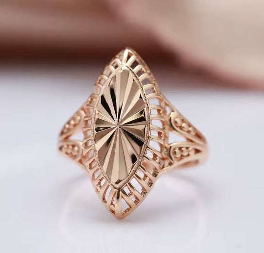Marquise Shape Brass Rose Gold Ring