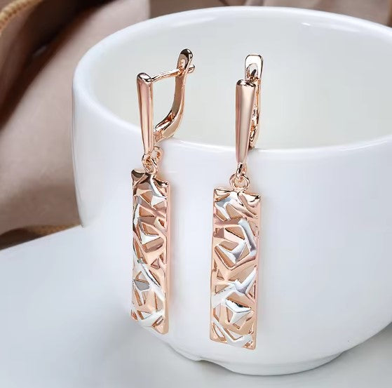 Vintage Hollow Pendant Rose Gold Earrings