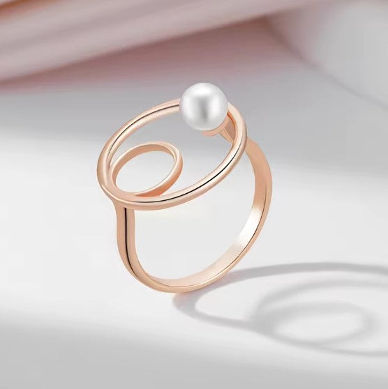 Pearl Round Rose Gold Ring