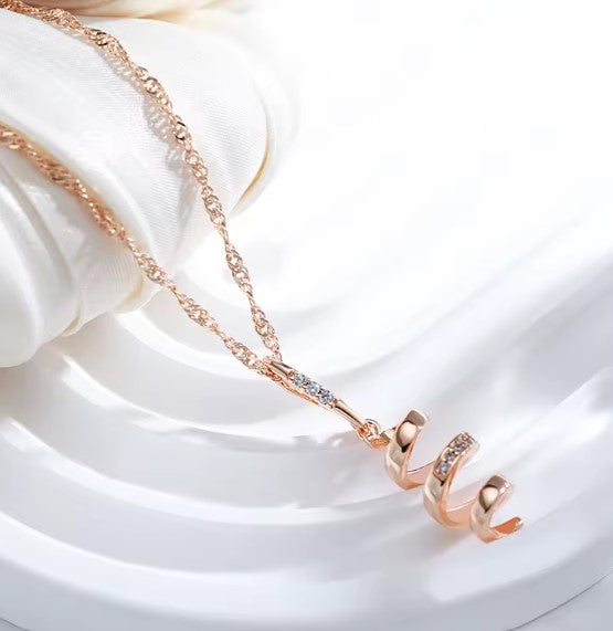 Vintage Rose Gold Natural Zircon Necklace